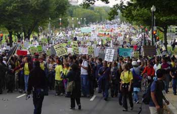 First anti-war demonstration after Sept. 11 attacks, 09/29/2