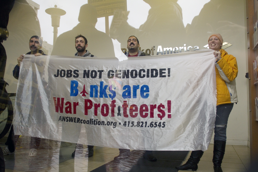 ANSWER SF activists occupy Bank of America, 01-20-2012